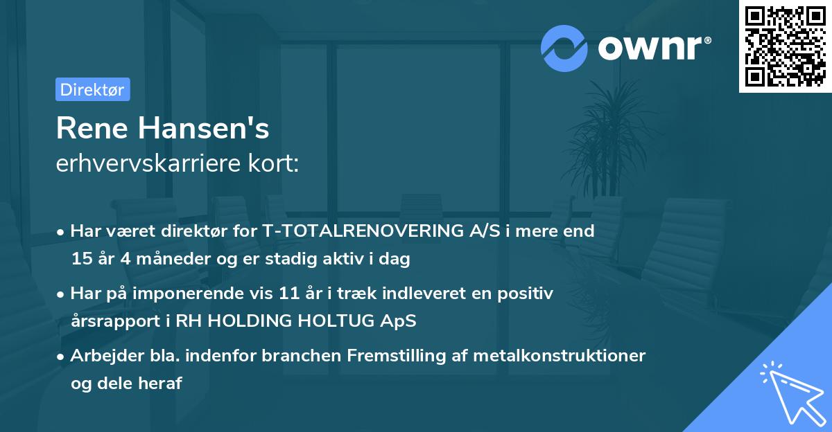 Rene Hansen's erhvervskarriere kort