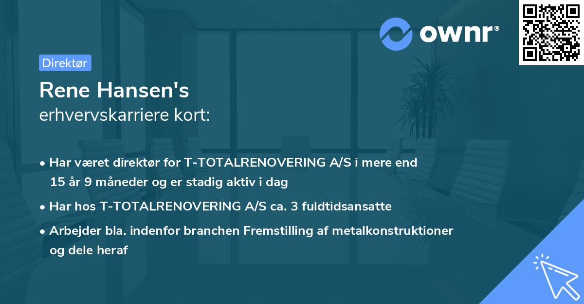 Rene Hansen's erhvervskarriere kort