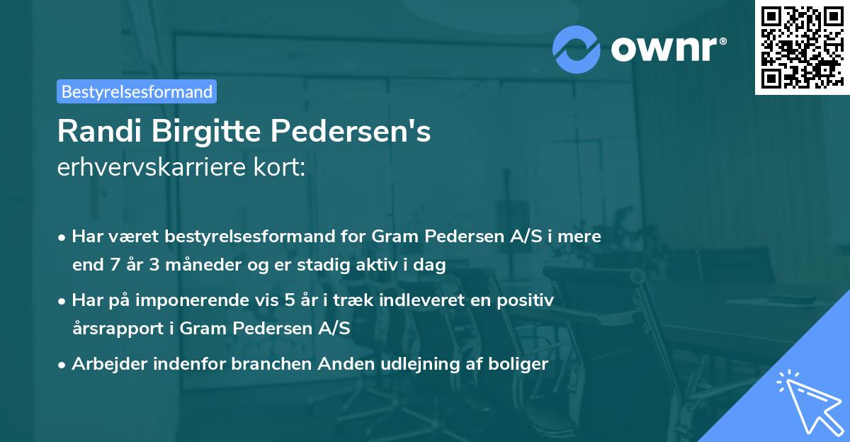 Randi Birgitte Pedersen's erhvervskarriere kort