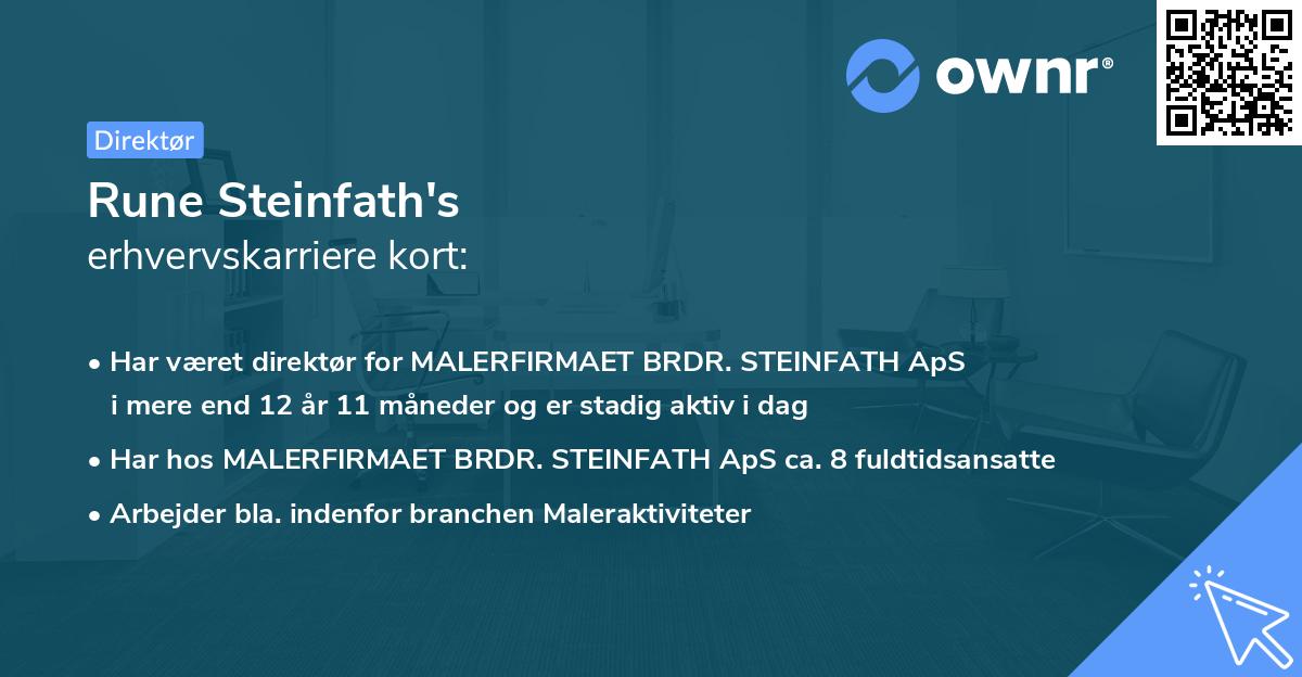 Rune Steinfath's erhvervskarriere kort