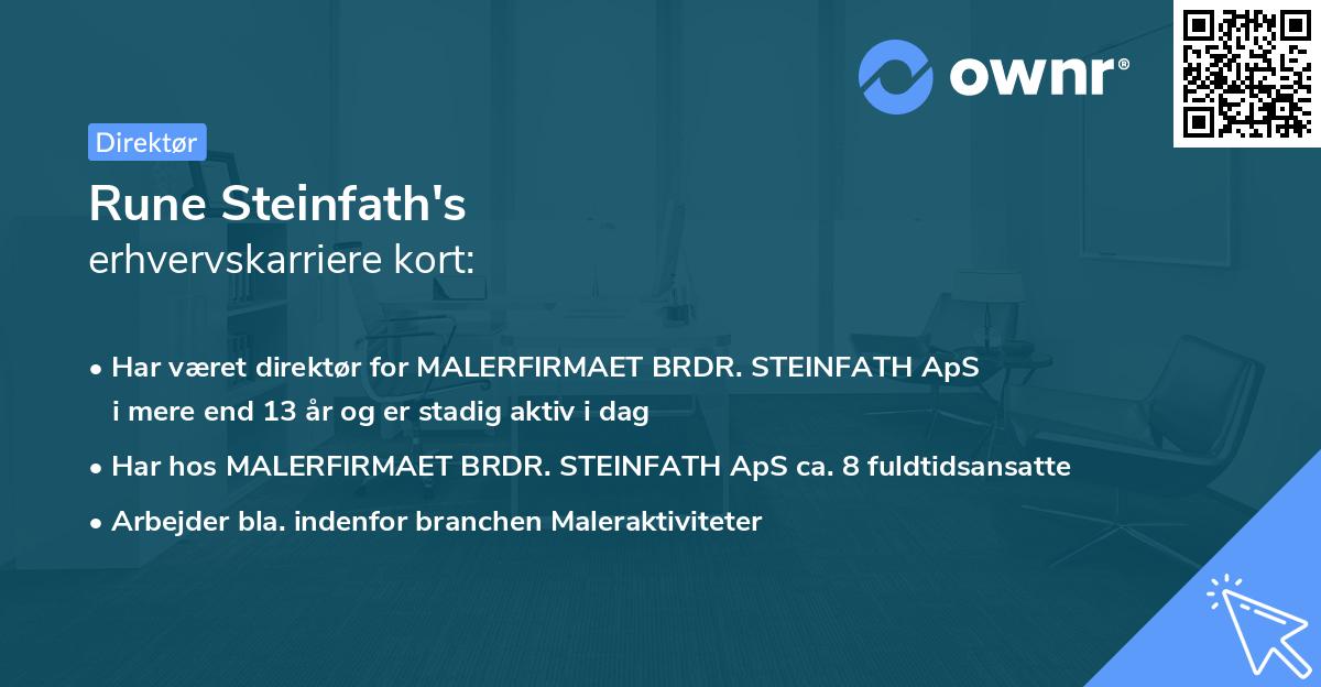 Rune Steinfath's erhvervskarriere kort