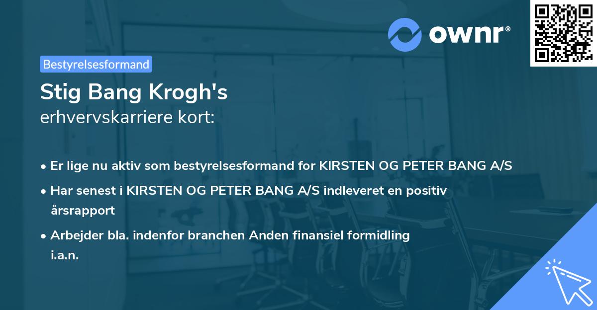 Stig Bang Krogh's erhvervskarriere kort