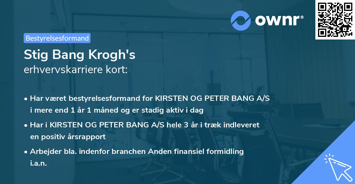 Stig Bang Krogh's erhvervskarriere kort