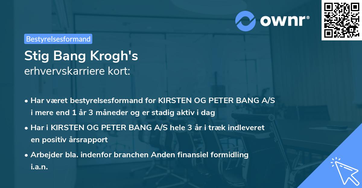 Stig Bang Krogh's erhvervskarriere kort