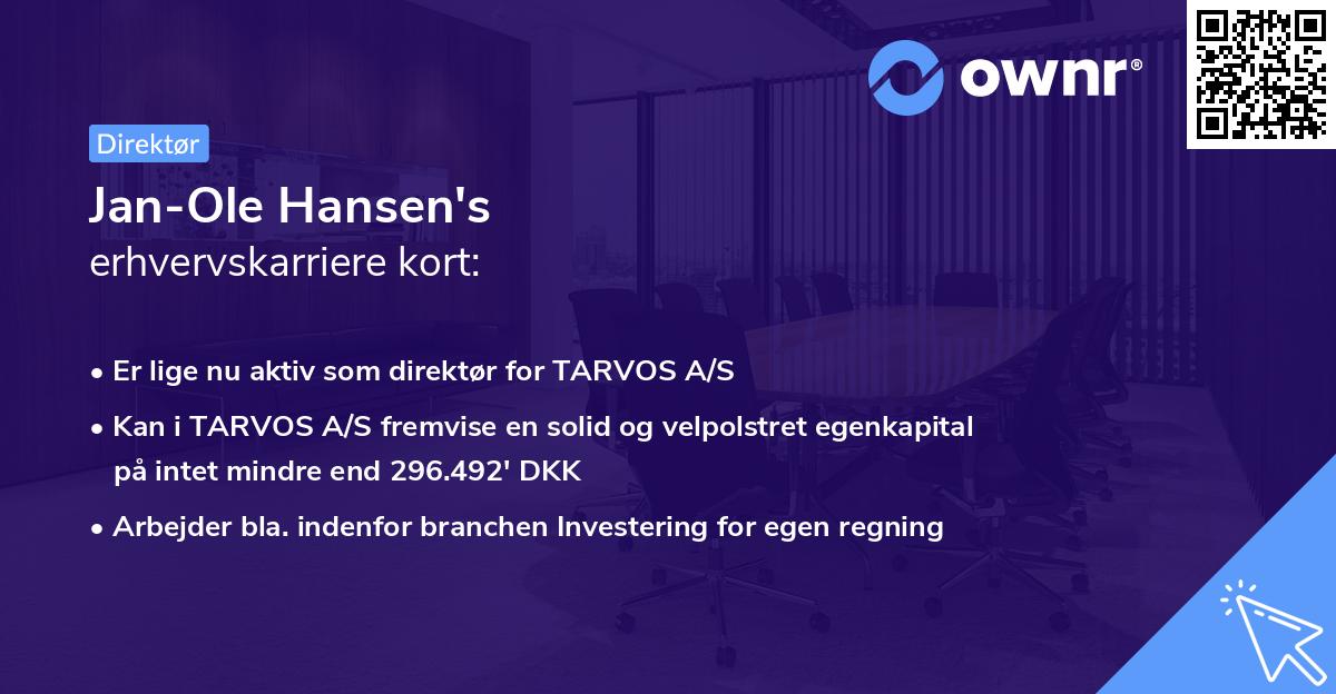 Jan-Ole Hansen's erhvervskarriere kort