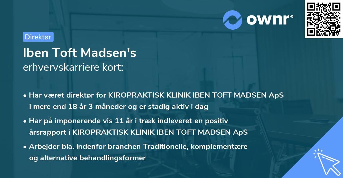 Iben Toft Madsen's erhvervskarriere kort