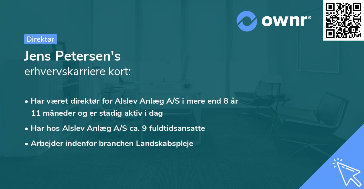 Jens Petersen's erhvervskarriere kort
