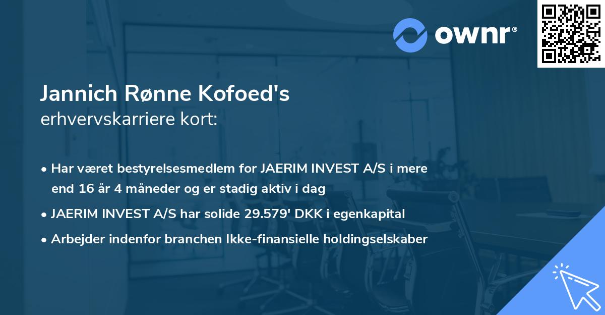 Jannich Rønne Kofoed's erhvervskarriere kort