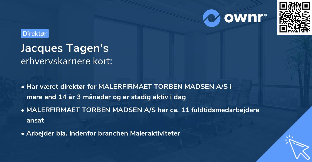 Jacques Tagen's erhvervskarriere kort