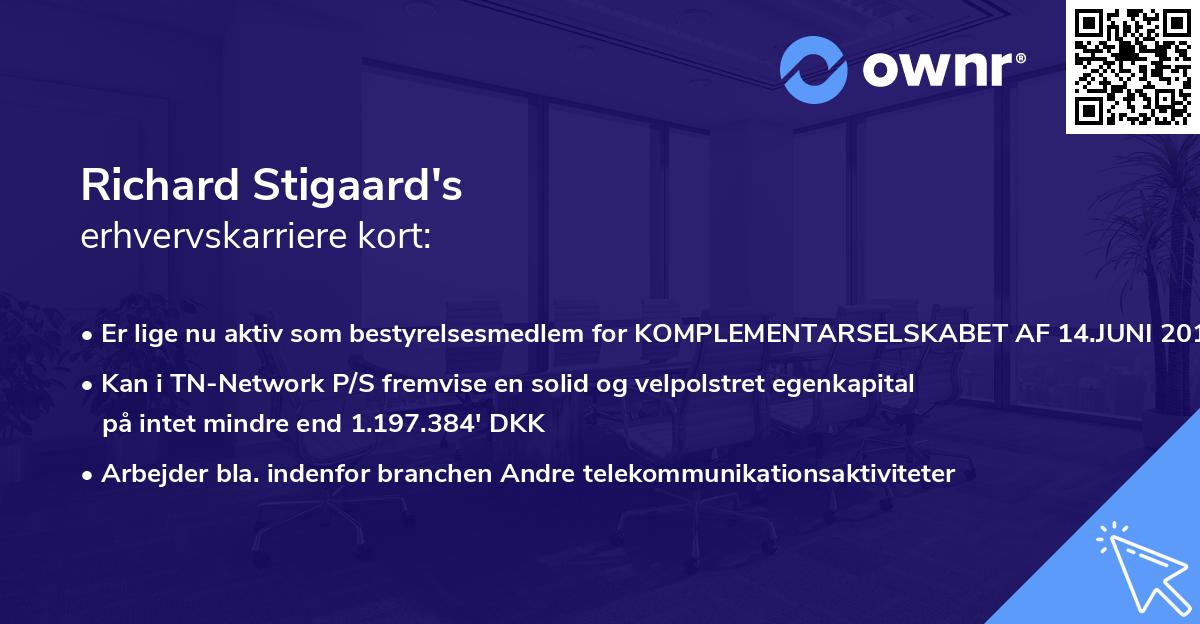 Richard Stigaard's erhvervskarriere kort