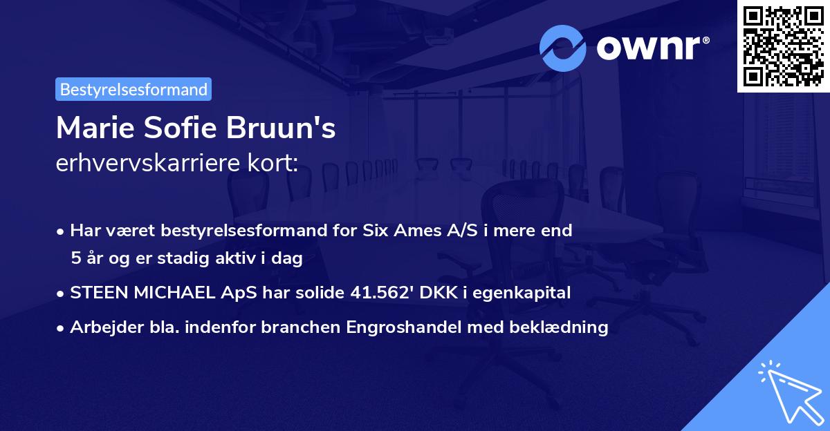 Marie Sofie Bruun's erhvervskarriere kort