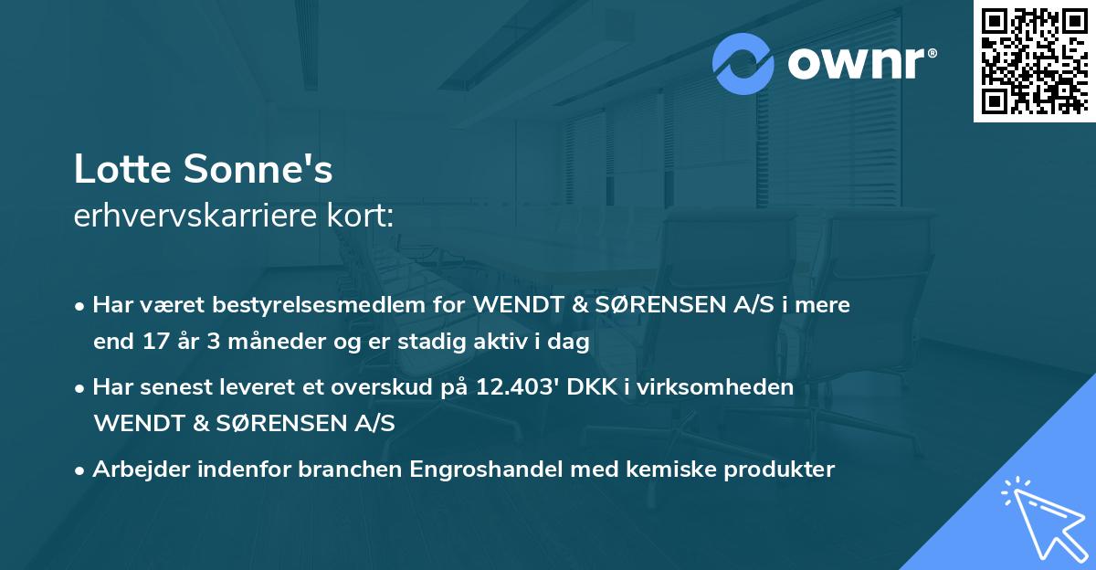 Lotte Sonne's erhvervskarriere kort