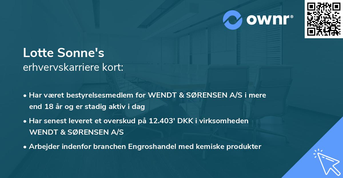 Lotte Sonne's erhvervskarriere kort