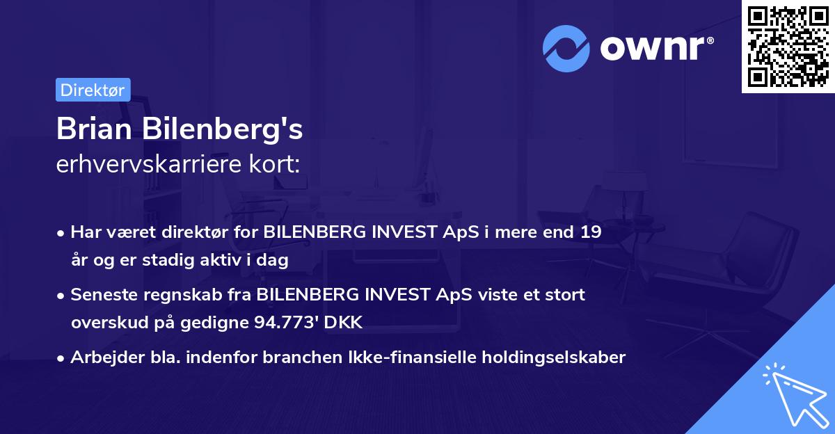 Brian Bilenberg's erhvervskarriere kort