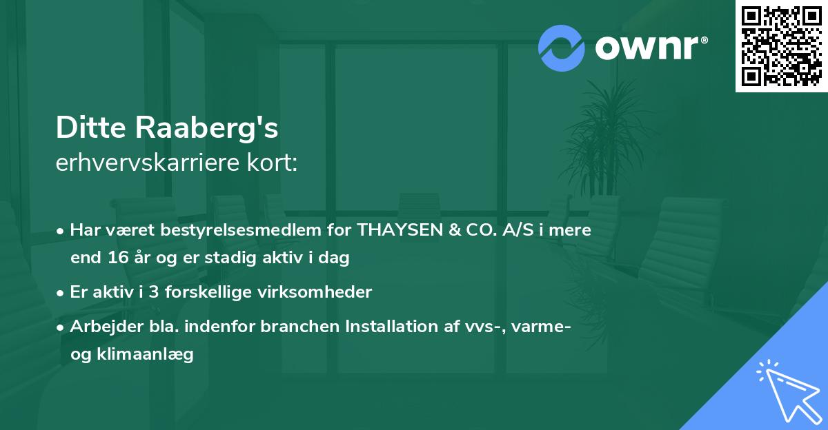 Ditte Raaberg's erhvervskarriere kort