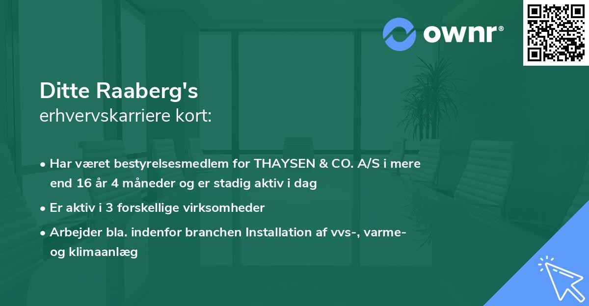 Ditte Raaberg's erhvervskarriere kort