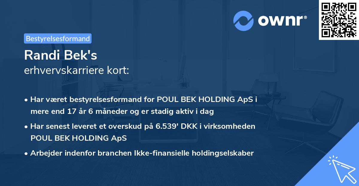 Randi Bek's erhvervskarriere kort