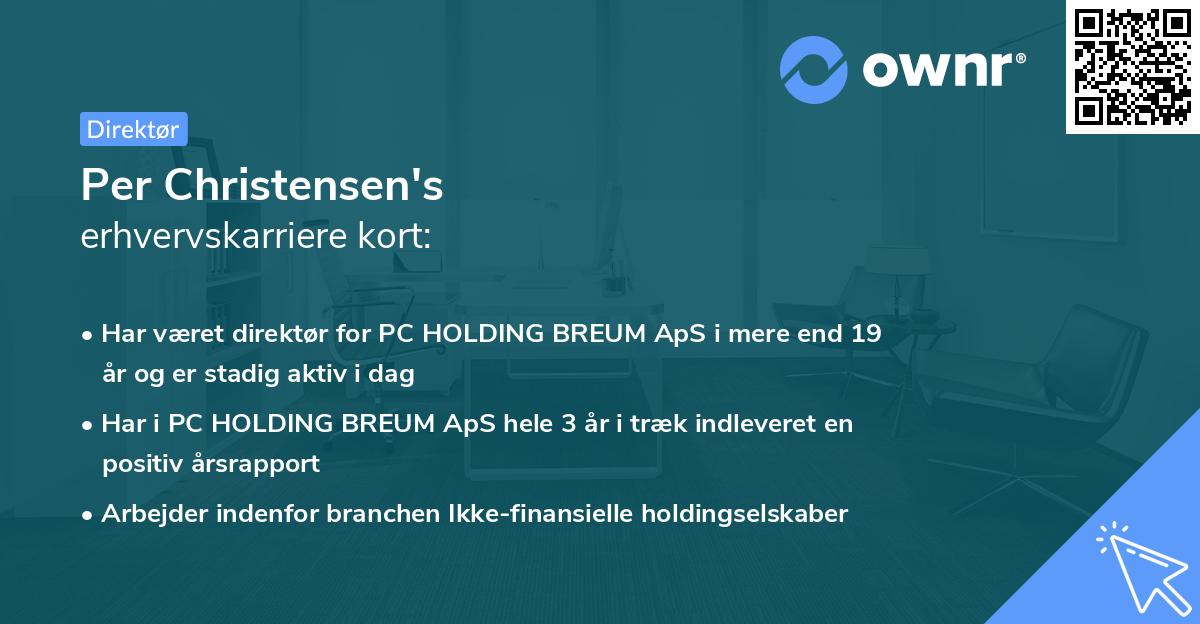Per Christensen's erhvervskarriere kort