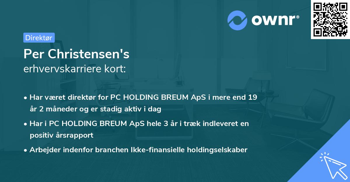 Per Christensen's erhvervskarriere kort