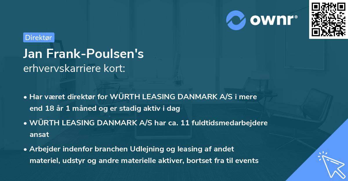 Jan Frank-Poulsen's erhvervskarriere kort