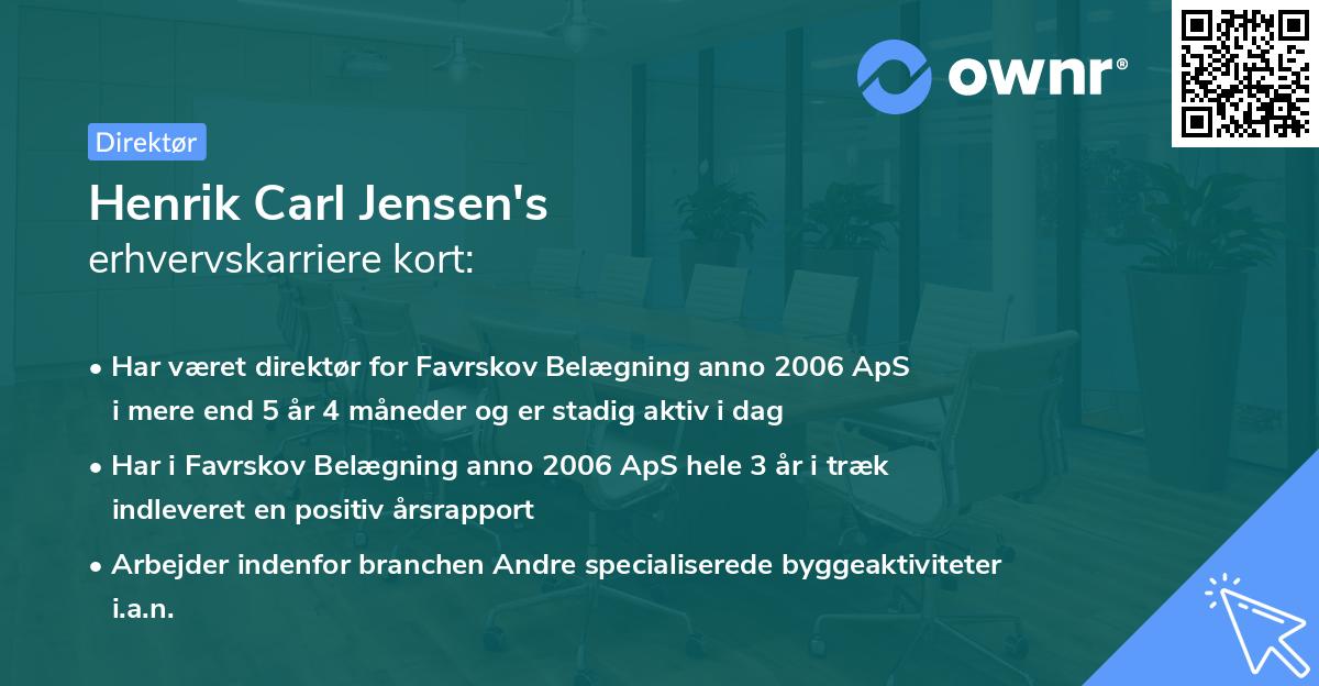Henrik Carl Jensen's erhvervskarriere kort