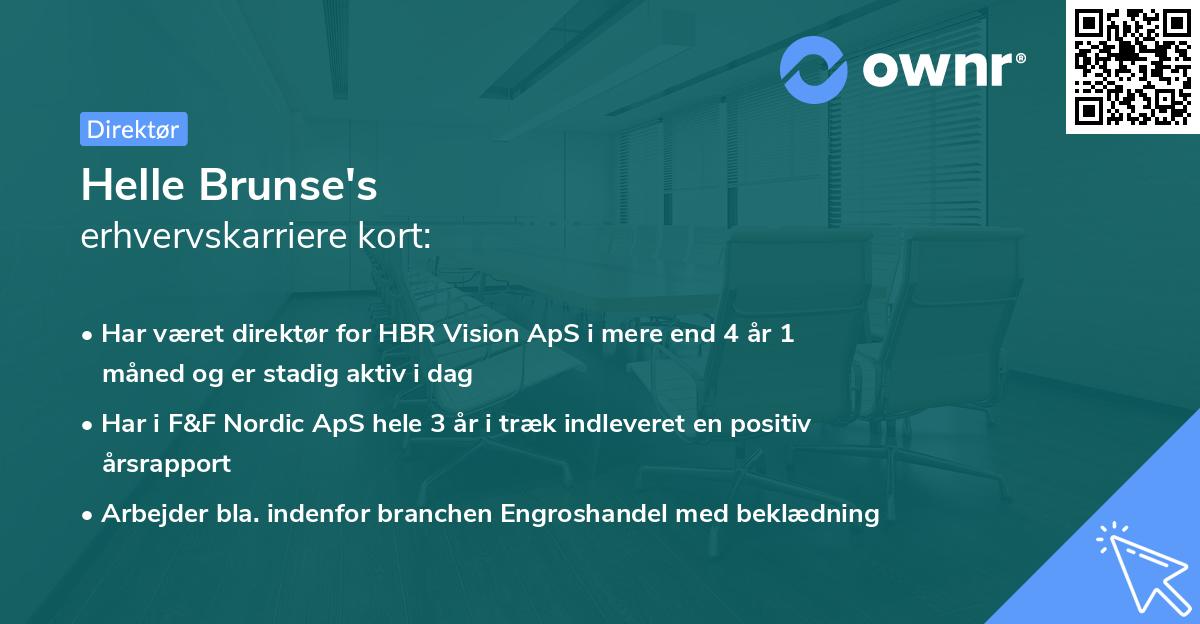 Helle Brunse's erhvervskarriere kort