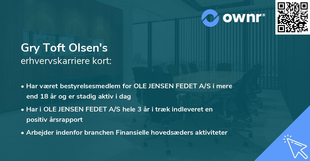 Gry Toft Olsen's erhvervskarriere kort