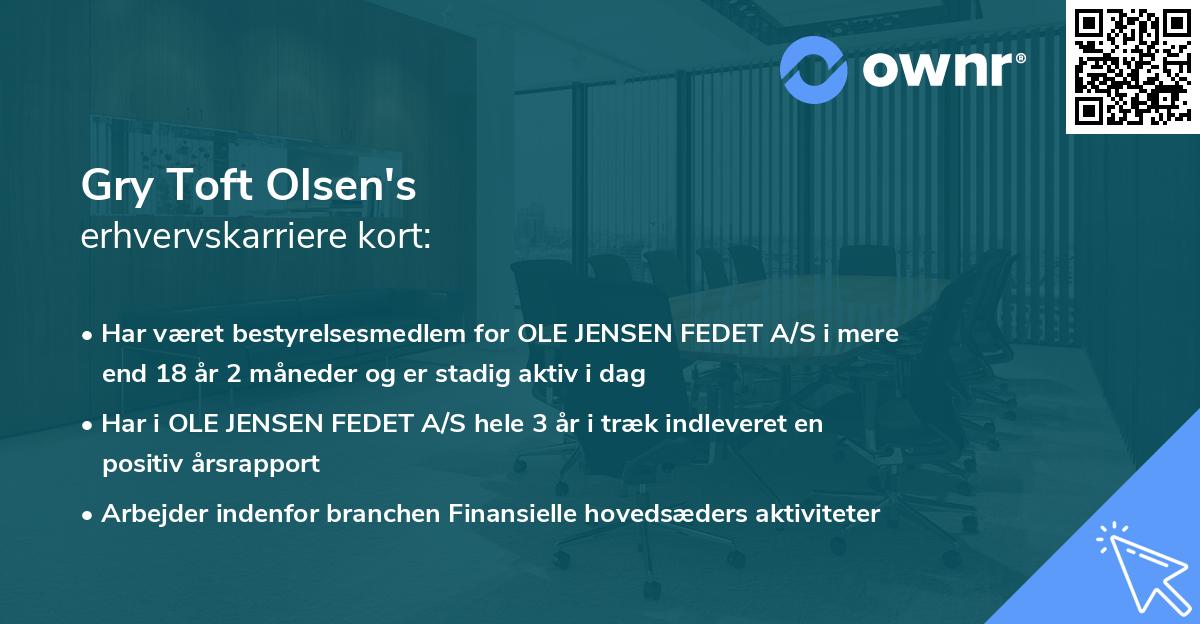 Gry Toft Olsen's erhvervskarriere kort