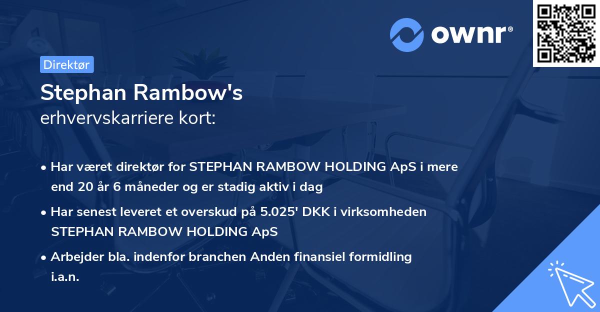 Stephan Rambow's erhvervskarriere kort