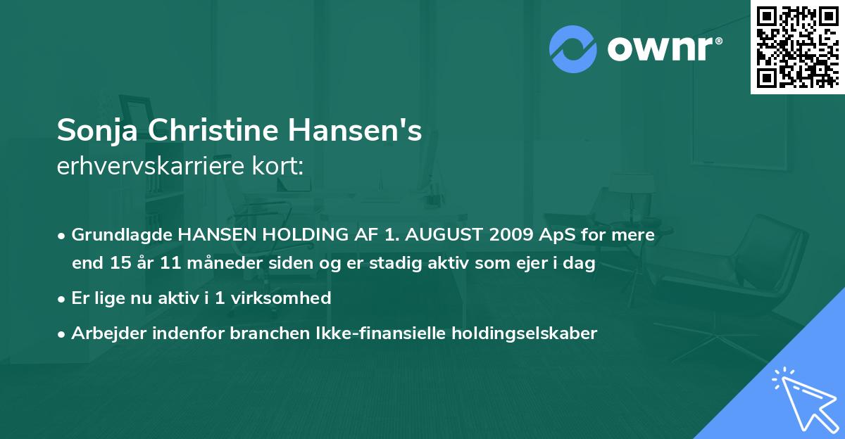 Sonja Christine Hansen's erhvervskarriere kort