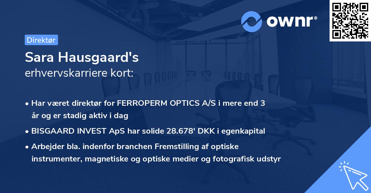 Sara Hausgaard's erhvervskarriere kort