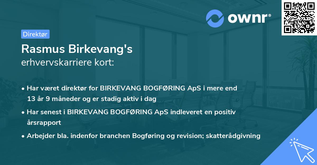 Rasmus Birkevang's erhvervskarriere kort