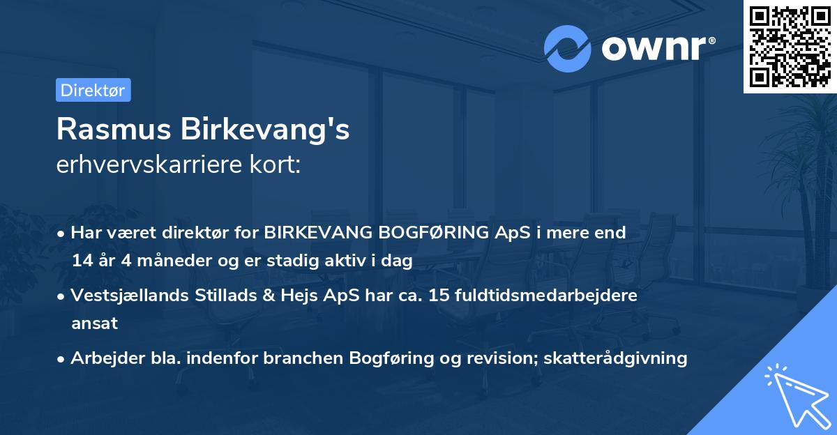 Rasmus Birkevang's erhvervskarriere kort