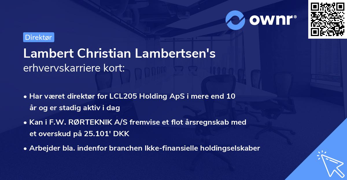 Lambert Christian Lambertsen's erhvervskarriere kort