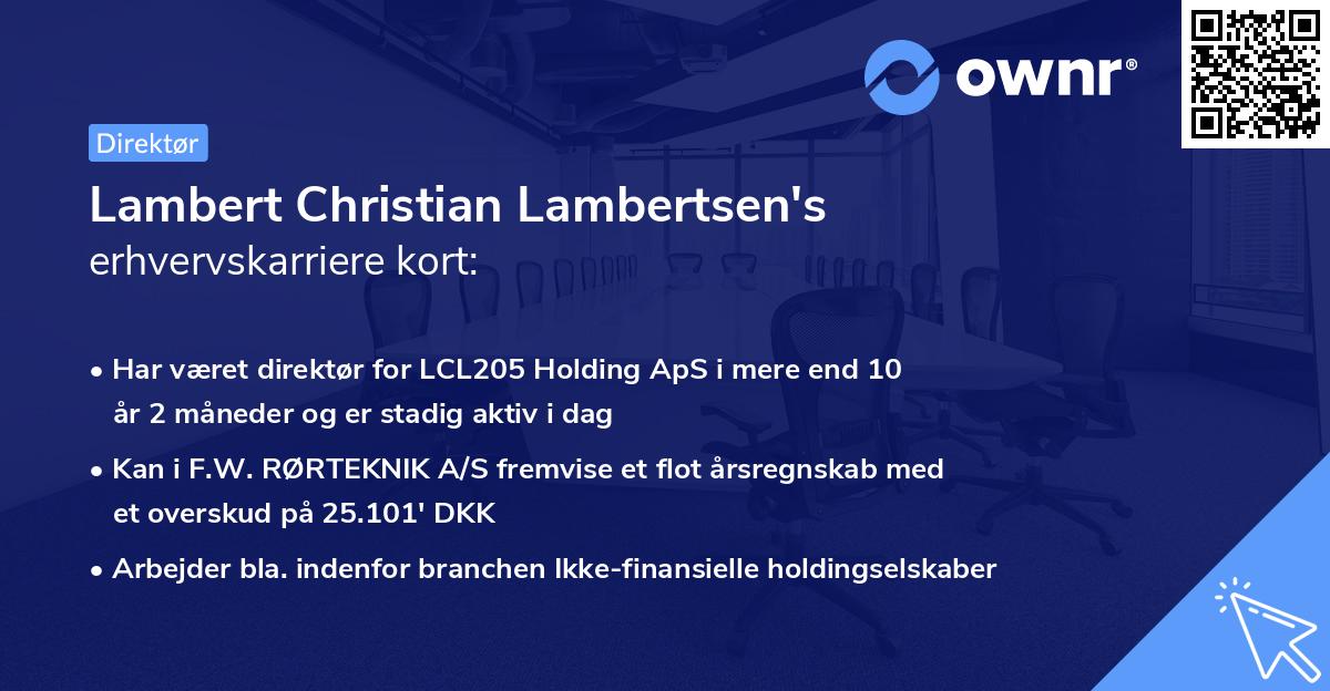 Lambert Christian Lambertsen's erhvervskarriere kort