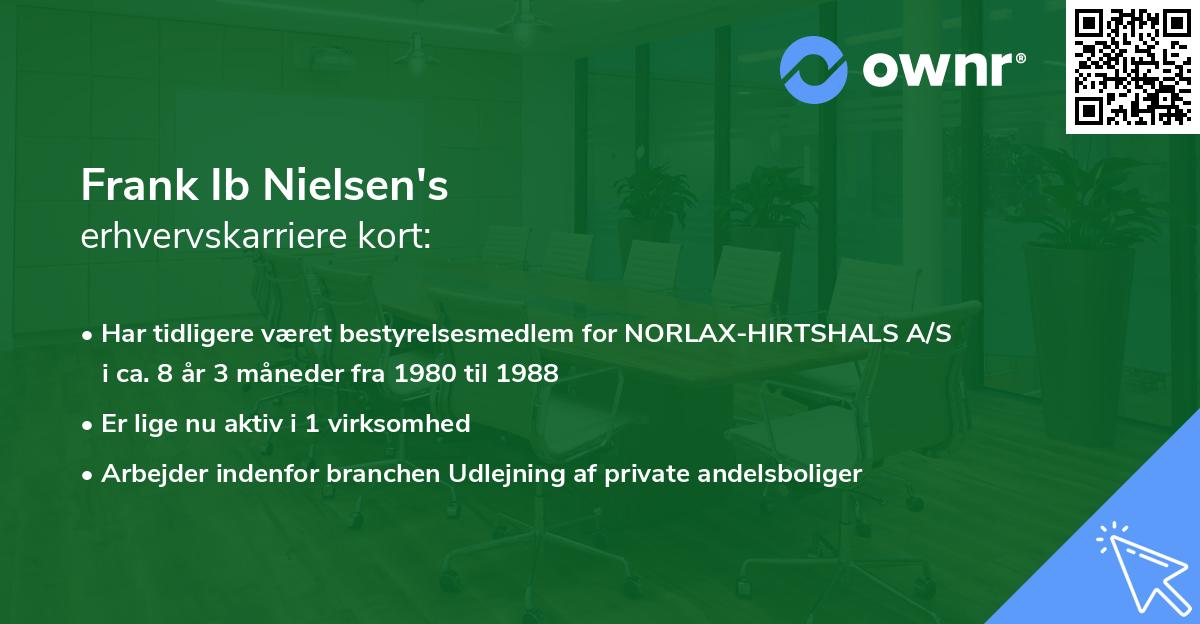 Frank Ib Nielsen's erhvervskarriere kort