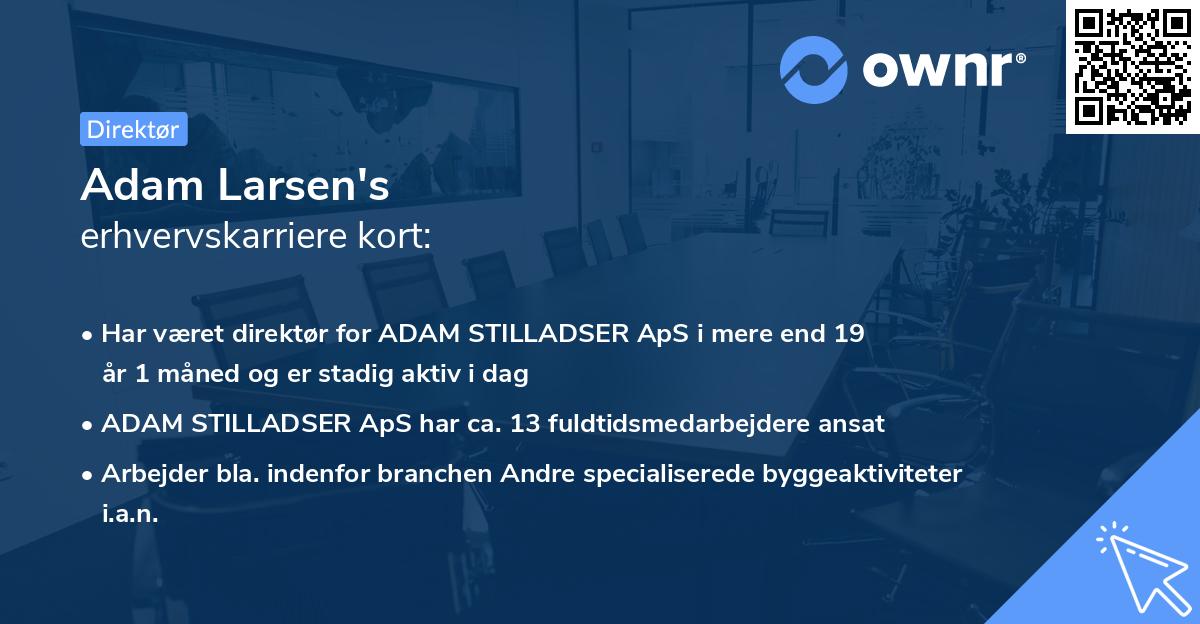Adam Larsen's erhvervskarriere kort