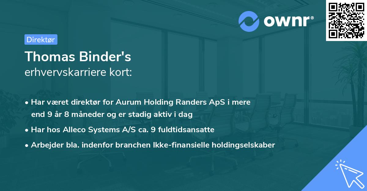 Thomas Binder's erhvervskarriere kort