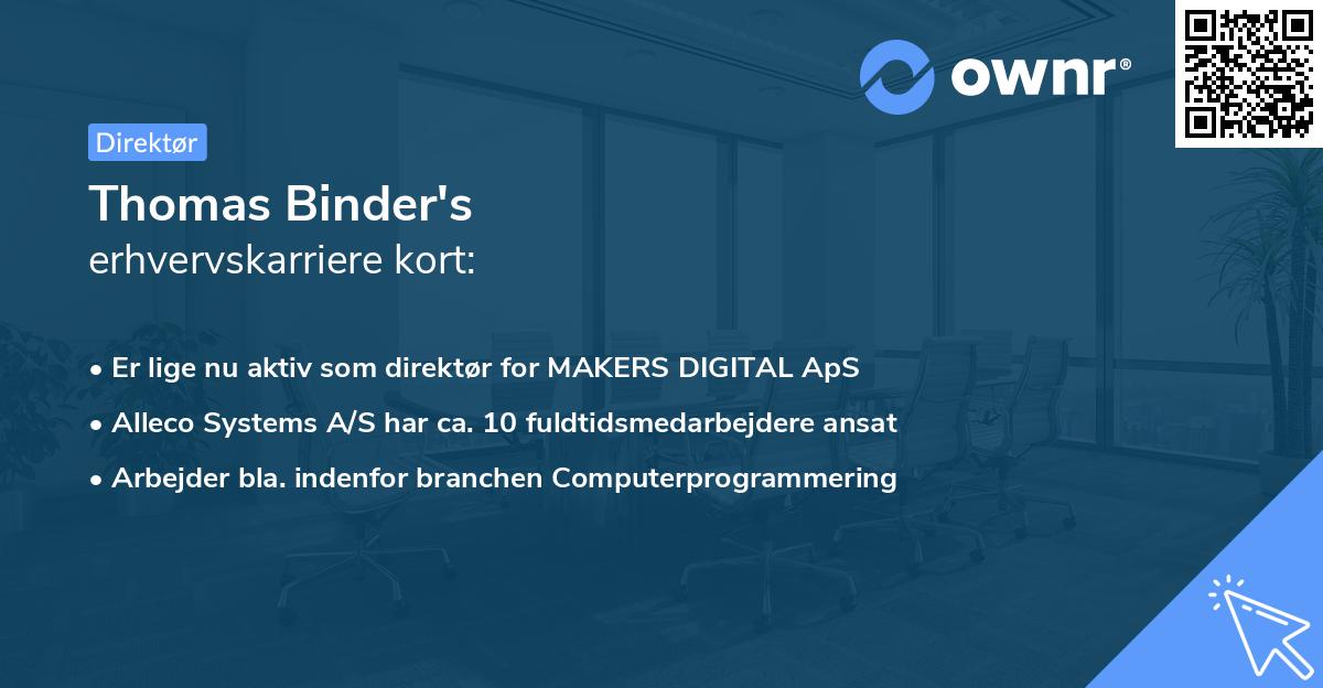 Thomas Binder's erhvervskarriere kort