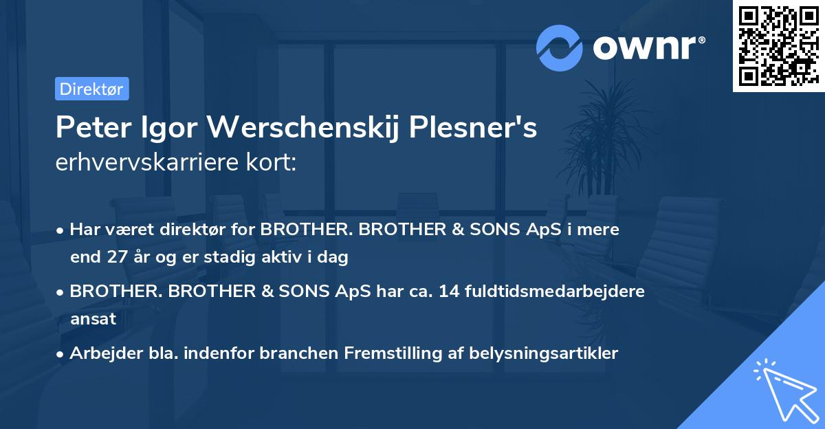 Peter Igor Werschenskij Plesner's erhvervskarriere kort