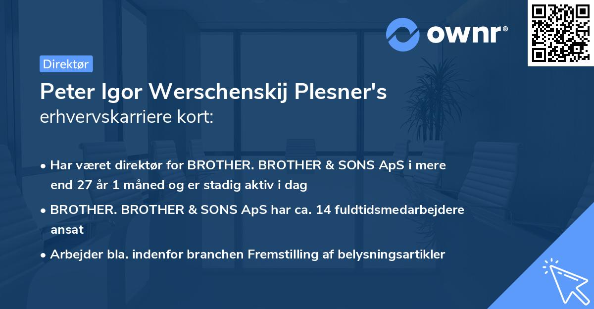 Peter Igor Werschenskij Plesner's erhvervskarriere kort