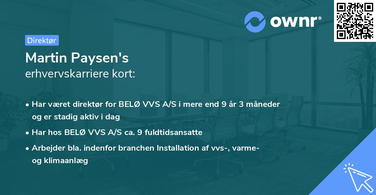 Martin Paysen's erhvervskarriere kort