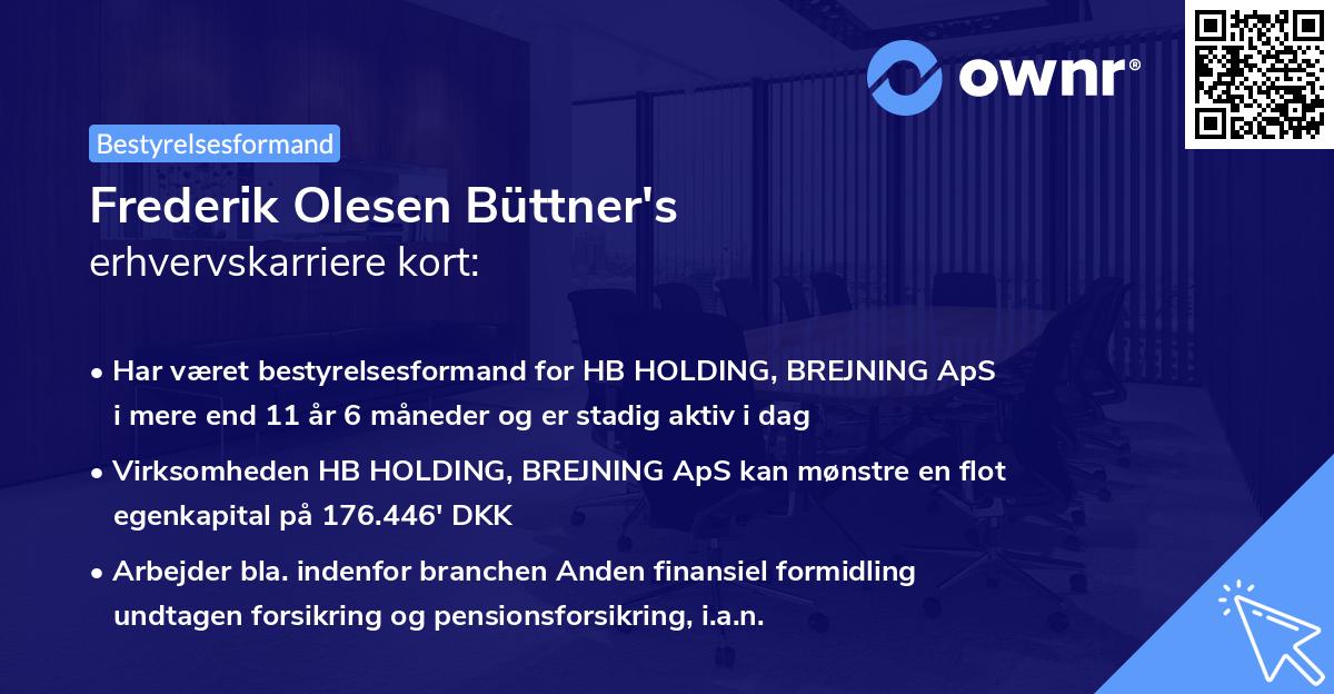 Frederik Olesen Büttner's erhvervskarriere kort