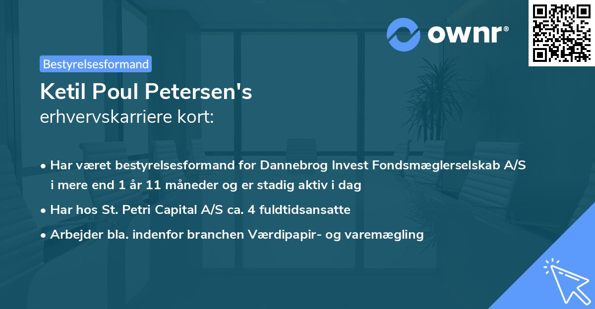 Ketil Poul Petersen's erhvervskarriere kort