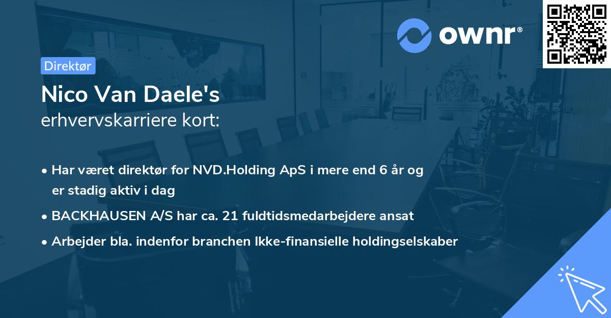 Nico Van Daele's erhvervskarriere kort