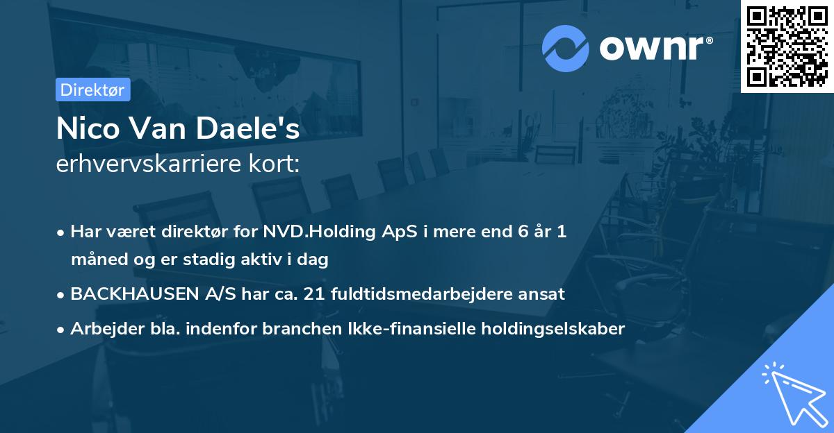 Nico Van Daele's erhvervskarriere kort