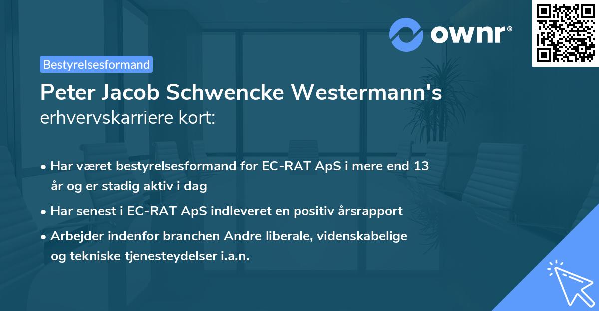 Peter Jacob Schwencke Westermann's erhvervskarriere kort