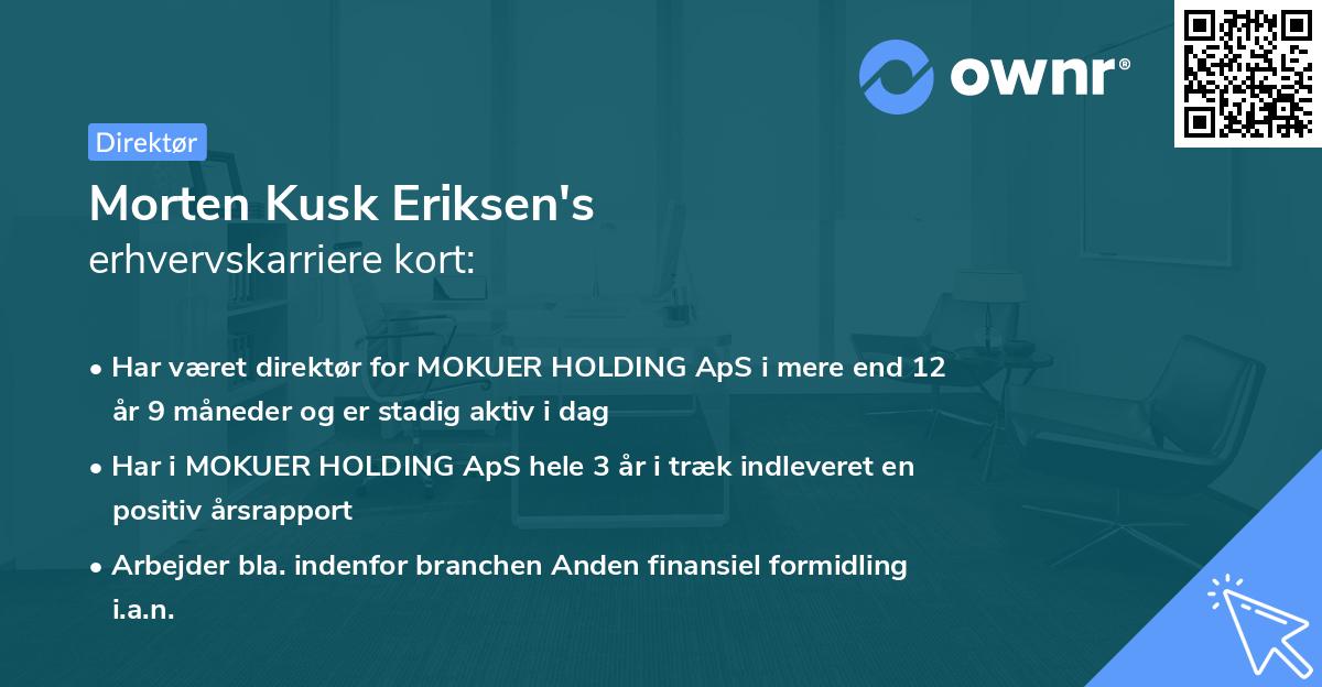 Morten Kusk Eriksen's erhvervskarriere kort