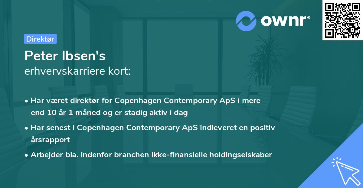 Peter Ibsen's erhvervskarriere kort