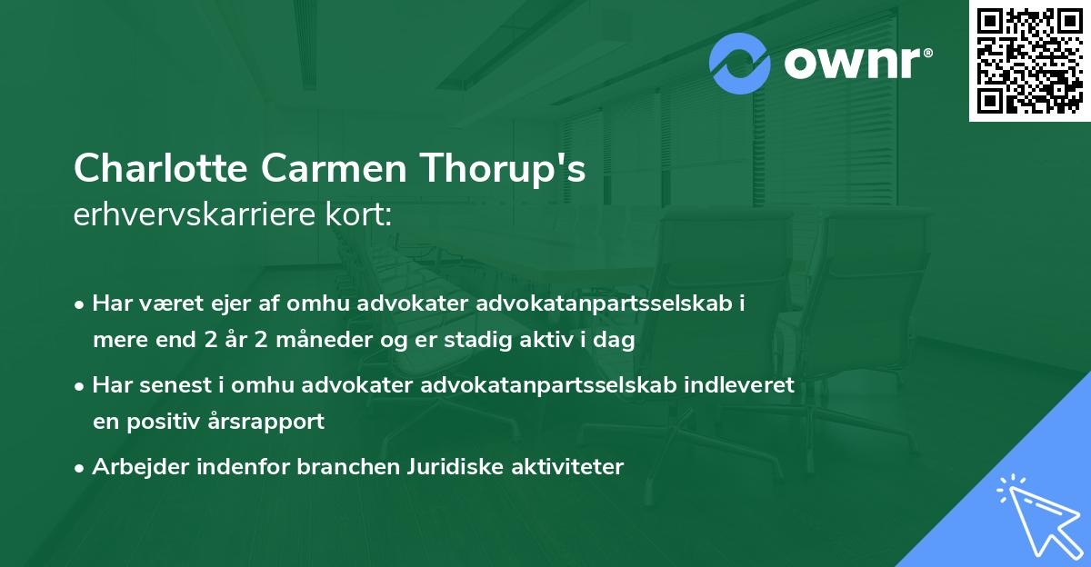 Charlotte Carmen Thorup's erhvervskarriere kort